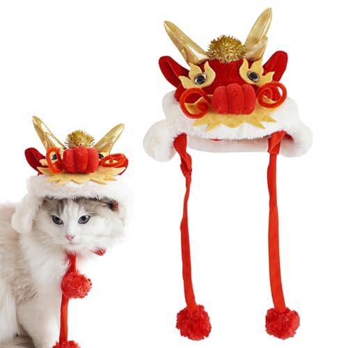 Drachen Katze Hut Katze,Drache Dekorationen Cosplay Hut für Hunde, Winterhut, Halloween Weihnachten Party Kostüm Kopfbedeckung für Katzen Welpen Haustier Kleidung (L) von Recitem