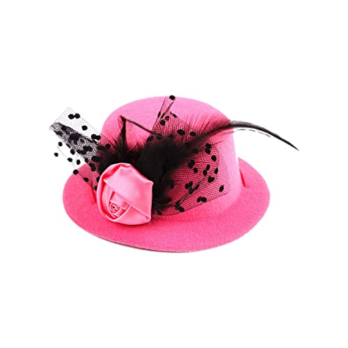 Elegantes Haustier Party Kostüm Set - Hundehut, Cowboyhut für Hunde Katzen, Haustier Cosplay Kostüme mit Federn und Schleier - Verkleidungen für Rollenspiele und Halloween (Rosa) von Recitem