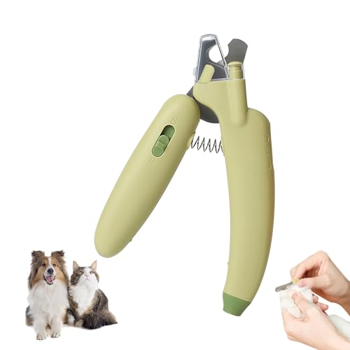 Haustier Nagelknipser mit LED Profi Krallenschere für Hunde und Katzen, Anti-Blutungs Mini-Nagelknipser, Sicherheitsverriegelung, lila Lampe, Krallenschneider für Hunde, Katzen, Kaninchen (Grün) von Recitem