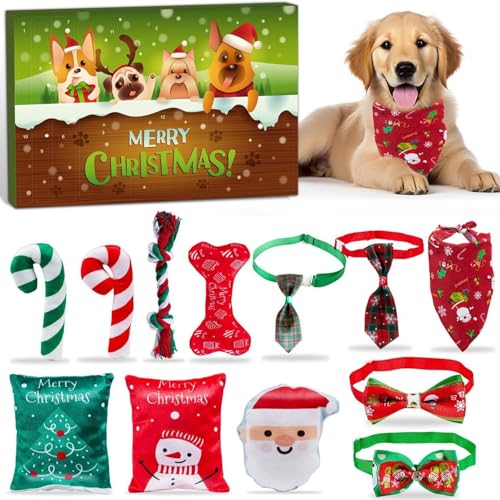 Hunde Adventskalender 2024, Adventskalender für Hunde mit 24 Hundespielzeug Weihnachten, Dog Advent Calendar mit Bällen, Federspielzeug und Glocken, 24 Tage Überraschungen für Hundeliebhaber (12 PCS) von Recitem