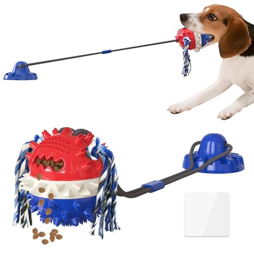Interaktives Hunde Ball Spielzeug - Hundespielzeug Ball, Strapazierfähiger Automatisch Rollender Ball, Hundespielzeug für Aggressive Kauer, Unzerstörbares Puzzle Kauspielzeug mit Saugnapf (Stil C) von Recitem