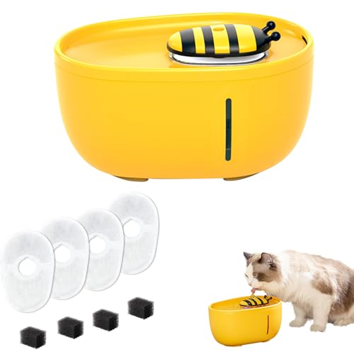 Katzenbrunnen mit Automatischer Zirkulationsfilter, Leiser Trinkbrunnen für Katze und Hund, Inkl. 4 Ersatzfilter und 4 Schwammpacks, Wasserspender für Katze Hund (Trinkbrunnen + 4 Filterelemente, L) von Recitem