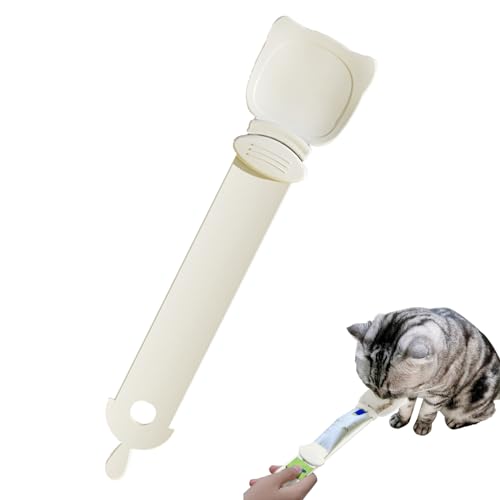 Katzenfutter Löffel Katzenstreifen Quetschlöffel 1/2/3 Pcs Leckerei Löffel Katzenstreifen Strip Happy Spoon, Haustier Futterspender Katzen Spoon Katzen Snack Löffel für Haustiere (1 Weiß) von Recitem