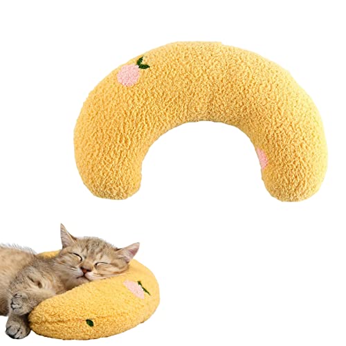 Katzenkissen Flauschig, 2 in 1 Weiches Katzenbett, Katzenkissen Waschbar, Hundebett für Kleine Hunde, Flauschiges Katzenbett für Indoor-Katzen, Katzenschlafplatz, Katzenbettchen Katzendecke (Gelb) von Recitem