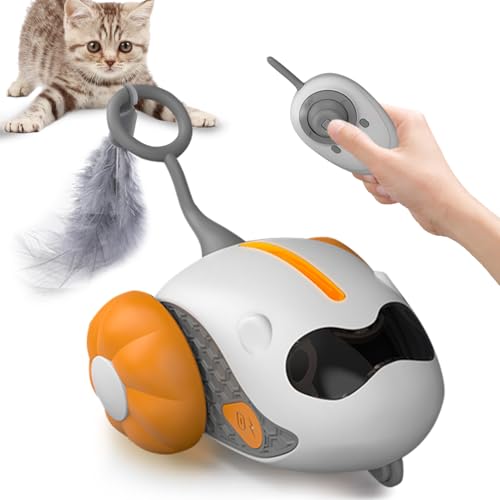 Katzenspielzeug Selbstbeschäftigung, Smartyflip Katzenspielzeug, Katzenspielzeug Elektrisch, Interaktives Katzenspielzeug, Interaktives Spielzeug für Katzen,Cat Toy, USB Aufladbar (Orange Farbe) von Recitem