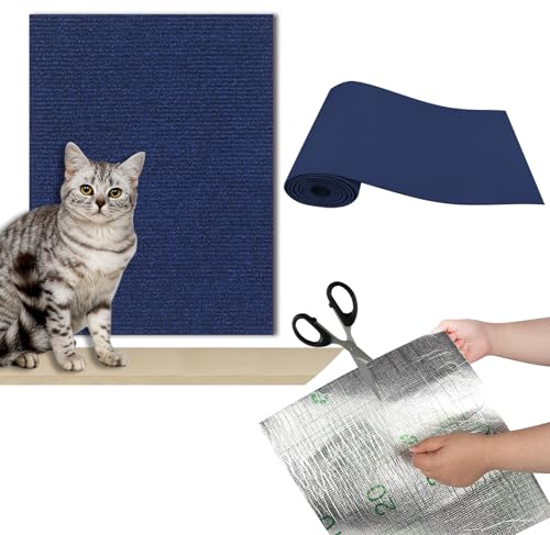 Kratzmatte Katze Selbstklebend, Kratzbrett Katze, Kratzschutz Sofa Katze, Kratzbrett Katzen kratzschutz, Katzenkratzmatte, AntiKratz Tape für Möbel Couch Wand Tür Schutz (Blau, 100cm x 30cm) von Recitem