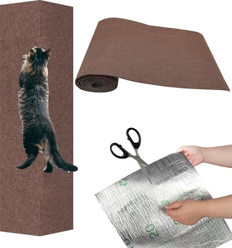 Kratzmatte Katze Selbstklebend, Kratzbrett Katze, Kratzschutz Sofa Katze, Kratzbrett Katzen kratzschutz, Katzenkratzmatte, AntiKratz Tape für Möbel Couch Wand Tür Schutz (Braun, 100cm x 30cm) von Recitem