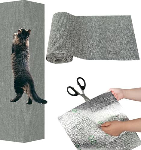 Kratzmatte Katze Selbstklebend, Kratzbrett Katze, Kratzschutz Sofa Katze, Kratzbrett Katzen kratzschutz, Katzenkratzmatte, AntiKratz Tape für Möbel Couch Wand Tür Schutz (Hellgrau, 100cm x 30cm) von Recitem