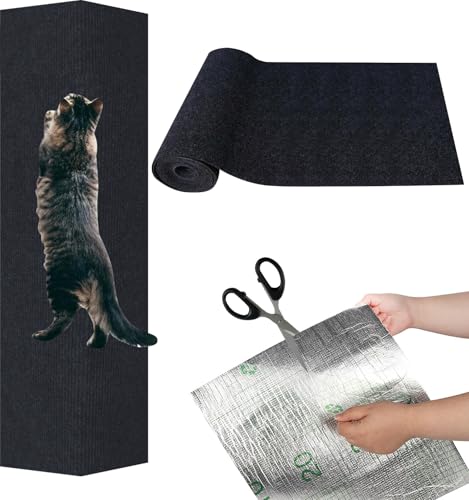 Kratzmatte Katze Selbstklebend, Kratzbrett Katze, Kratzschutz Sofa Katze, Kratzbrett Katzen kratzschutz, Katzenkratzmatte, AntiKratz Tape für Möbel Couch Wand Tür Schutz (Schwarz, 100cm x 30cm) von Recitem