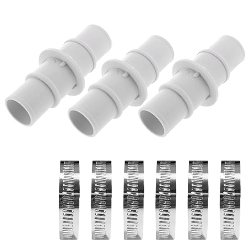 Recitem 1/2/3 Set Schlauchverbinder für Poolschlauch 32mm Ø Set mit Schlauchschellen 1 1/4 Zoll, Poolschlauch Adapter Anschlusskupplung 1 1/4 (3 Set) von Recitem