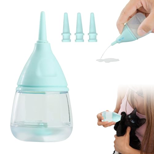 Recitem 2024 Nue Kätzchenflaschen & Welpenflaschen zum Stillen von Welpenmilch, Anti-Erstickungs-Design, 3 Wiederverwendbare Silikonnippel, Kitten Flasche Aufzucht, Babyflaschen Set (Blau) von Recitem