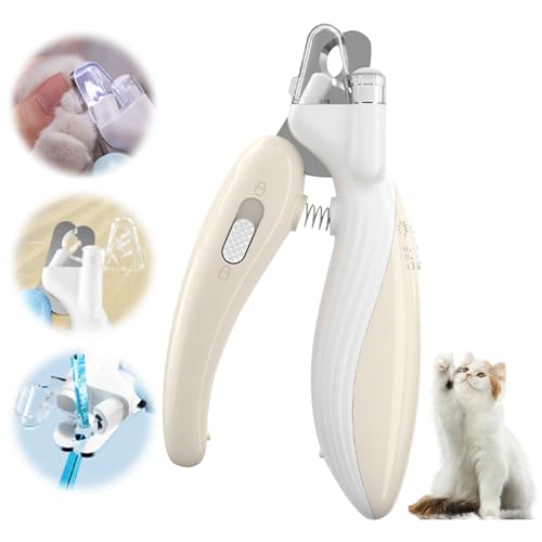 Recitem Haustier Nagelknipser mit LED-Licht, Nagelknipser Krallenschneider, Krallenschere für Katzen Hunde, Nagelschneider Scharfe Klinge Sicheres für Mittlere Kleine Haustiere Krallenpflege (1 Weiß) von Recitem