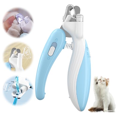 Recitem Haustier Nagelknipser mit LED-Licht, Nagelknipser Krallenschneider, Krallenschere für Katzen Hunde, Nagelschneider Scharfe Klinge Sicheres für Mittlere Kleine Haustiere Krallenpflege (1 Blau) von Recitem