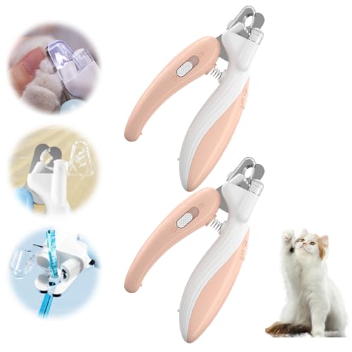 Recitem Haustier Nagelknipser mit LED-Licht, Nagelknipser Krallenschneider, Krallenschere für Katzen Hunde, Nagelschneider Scharfe Klinge Sicheres für Mittlere Kleine Haustiere Krallenpflege (2 Rosa) von Recitem