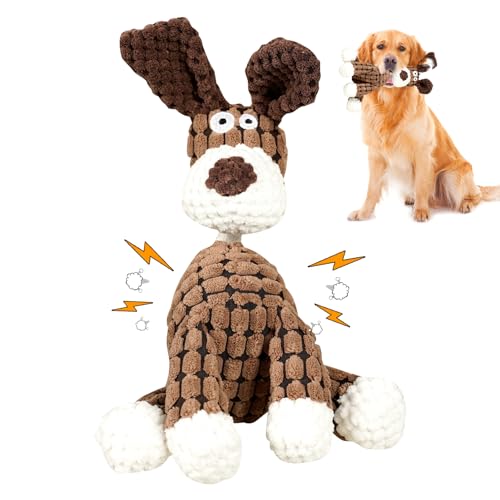 Recitem Hundespielzeug, Unzerstörbar Spielzeug Hund, Hundespielzeug Unzerstörbar für Zahnreinigung, Puppy Seil Spielzeug Plüschtier, Interaktives Hundespielzeug für Kleine Mittelgroßen Hund (1 Braun) von Recitem