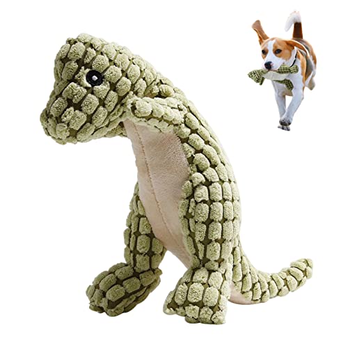 Recitem Hundespielzeug Dino, Spielzeug Hund, Hundespielzeug Unzerstörbar für Zahnreinigung, Puppy Dino Seil Spielzeug Plüschtier Hund, Interaktives Hundespielzeug für Kleine Mittelgroßen Hund (Grün) von Recitem