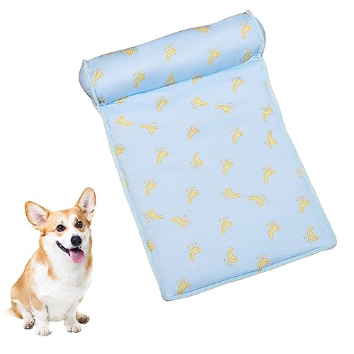 Recitem Kühlbett für Hunde und Katzen, Waschbare Sommer Kühlmatte aus Eisseide, Kühldecke Hund, Selbstkühlende Kühlmatte für Hunde und Katzen, Hundekühlmatte, Cooling Mat for Dogs (Blau Groß) von Recitem