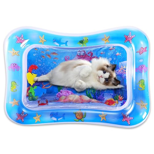 Recitem Sensorische Wassermatte für Katzen - Wassermatte Katze - Interaktives Katzenspielzeug - Katzen Spielmatte Wasser - Katzen Wassermatte für gelangweilte Hauskatzen (Quadrat) von Recitem