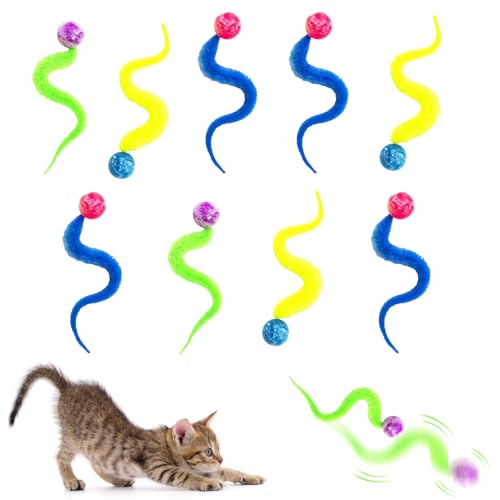 Recitem Wackelbälle für Katzen - Katzenspielzeug Ball, Wackelball für Katzen Ball, Wiggly Balls Lustiges Hüpfball, Plüsch Katzenspielzeug, Spielball Katze (9 Stück Hüpfball) von Recitem