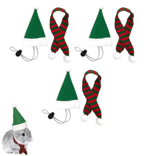 Weihnachtskostüm für Katzen Hund, Haustier Weihnachtsmütze Haustier Weihnachtsschal, Wintermütze für Haustier, Weihnachtsmann Mütze Schal Set für Huhn, Ente, Hamster, Kaninchen, Papagei (Set 2) von Recitem