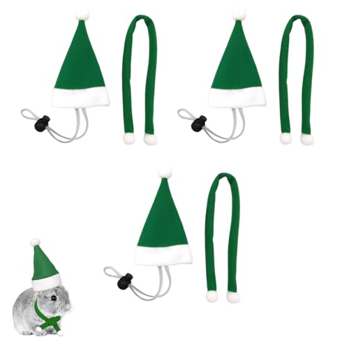 Weihnachtskostüm für Katzen Hund, Haustier Weihnachtsmütze Haustier Weihnachtsschal, Wintermütze für Haustier, Weihnachtsmann Mütze Schal Set für Huhn, Ente, Hamster, Kaninchen, Papagei (Set 4) von Recitem