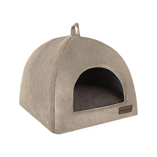 RecoBed EXLUSIVE Hundehöhle Katzenhöhle Siberian Hundesofa Hundekorb Tierbett Großeauswahl Farbeauswahl Cordura Aussen (S 40 x 40 cm, BEIGE) von Recobed