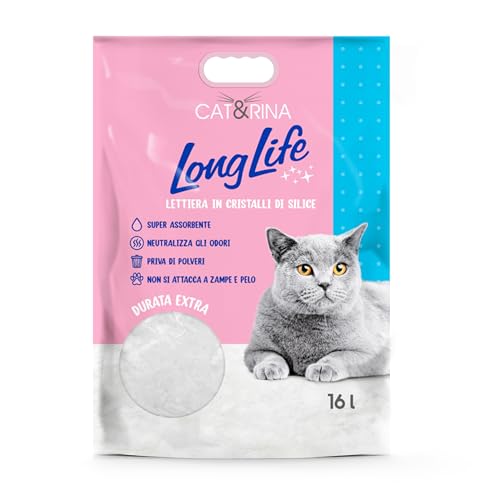 CAT&RINA Long Life Super Absorbent Silica, Silikat Katzenstreu. Staubfrei und sicher. Geruchsneutral, | Klassisch, Maxi Format 16 L von Record