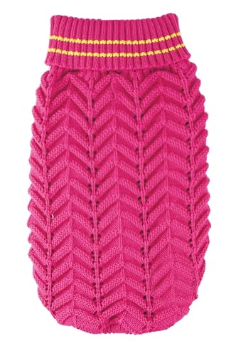 Record - Dolly Hundepullover mit Spitzen-Verarbeitung mit Stehkragen für einen romantischen und eleganten Stil, Loch Leine und maschinenwaschbar | Fuchsia, XXS von Record