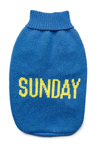 Record - Everyday Hundepullover, weicher Rollkragenpullover mit elastischem Beinabschluss, Bestickt mit Sunday Schriftzug | Blau, M - Rückenlänge 40 cm von Record