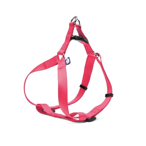 Record Hundegeschirr aus weichem Nylon mit doppelten Metallverschlussringen | Farbe rosa, Größe XL, Umfang 56-81 cm von Record