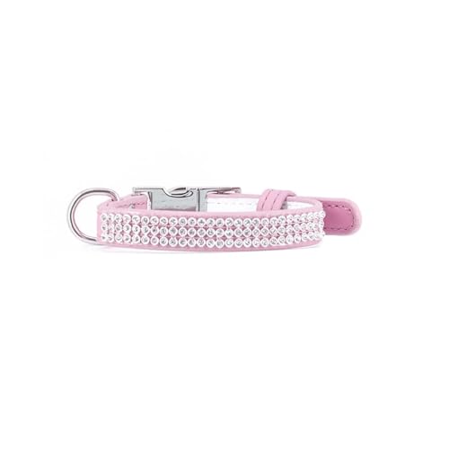 Record - Halsband für Hunde und Katzen Paris – aus weichem Kunstleder – Finish mit Strass – Größe S – 1,5 cm – Umfang 35 – 48 cm – Farbe Rosa von Record