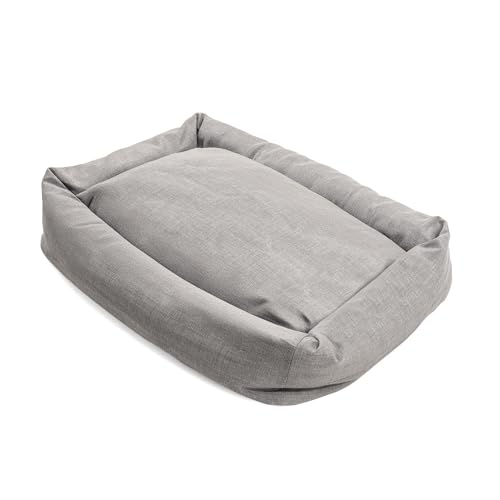 Record Hundebett Mono-Design-Zwinger für Hunde und Katzen aus Baumwolle, Weiches und Einladendes, Schnell Trocknendes, Gepolstertes Haustierbett, Rechteckiges Kissen | Grau, M - 70x50x17h von Record