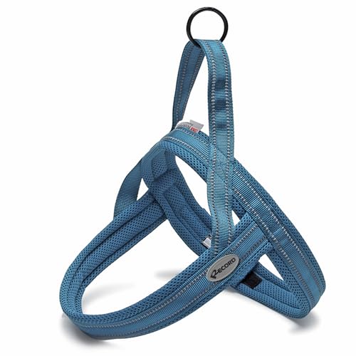 Record Hundegeschirr Dolomiti – Farbe Blau – Größe S – Umfang 54 – 64 cm – Material: Nylon geflochten mit reflektierenden Streifen 3M ScotchLite von Record