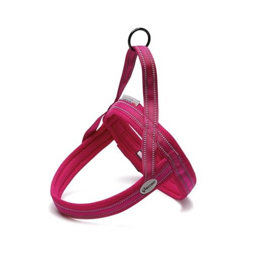 Record Hundegeschirr Dolomiti aus gewebtem Nylon mit reflektierenden Bändern, Komfort und Sicherheit | Farbe Fuchsia, Umfang 70-82 cm von Record