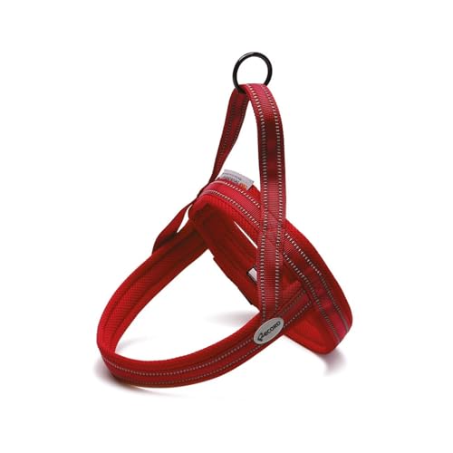 Record Hundegeschirr Dolomiti – Farbe Rot – Größe M – Umfang 62 – 72 cm – Material: Nylon geflochten mit reflektierenden 3M ScotchLite Bändern von Record