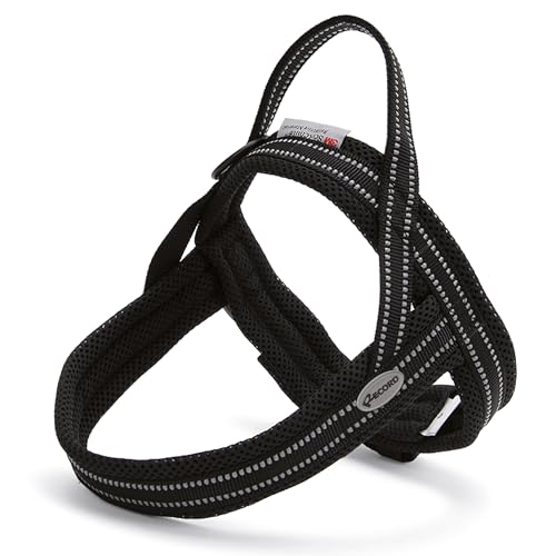 Record Hundegeschirr Dolomiti – Farbe Schwarz – Größe S – Umfang 54 – 64 cm – Material: Nylon geflochten mit reflektierenden 3M ScotchLite Bändern von Record