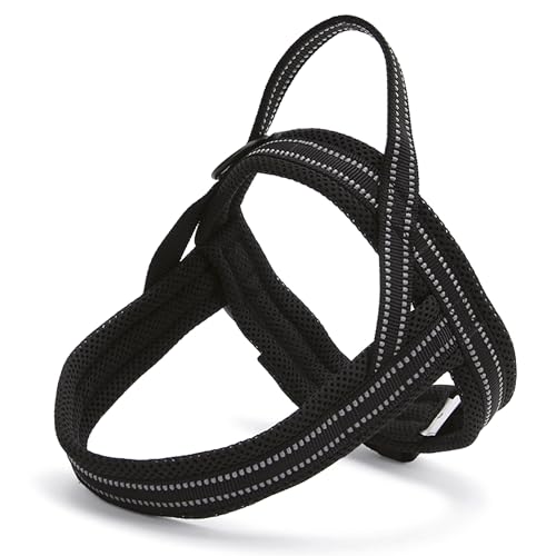 Record Hundegeschirr Dolomiti – Farbe Schwarz – Größe XS – Umfang 48–56 cm – Material: Nylon geflochten mit reflektierenden 3M ScotchLite Bändern von Record