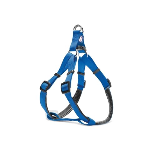 Record Hundegeschirr aus weich gepolstertem Nylon mit PVC-Beschichtung Skapuliergeschirr Typ X | Farbe Blau, Größe L, Umfang 56-81 cm von Record