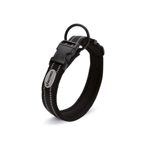 Record - Hundehalsband Ande - Hergestellt aus strapazierfähigem Nylon - Reflektierende Details - Verschlussclip aus Kunststoff - Farbe Schwarz - Größe XL - 2,5 cm - Umfang 50-55 cm von Record