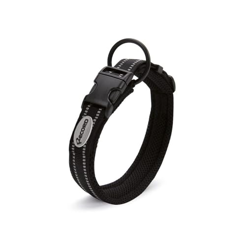 Record - Hundehalsband Ande - Hergestellt aus strapazierfähigem Nylon - Reflektierende Details - Verschlussclip aus Kunststoff - Farbe Schwarz - Größe XS - 1,5 cm - Umfang 30-35 cm von Record