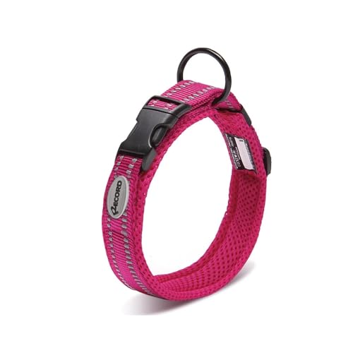 Record Hundehalsband Ande Für Hunde aus Widerstandsfähigem Nylon mit reflektierenden Details| Farbe - Fuchsia, Größe S, Umfang 35-40 cm von Record