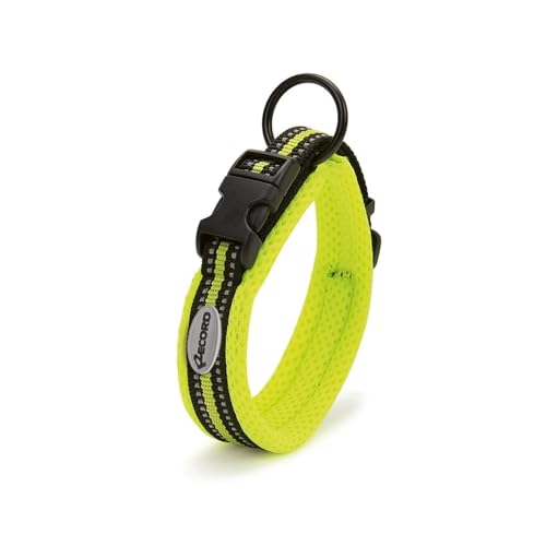 Record - Hundehalsband Ande – aus strapazierfähigem Nylon – reflektierende Details – Verschlussclip aus Kunststoff – Farbe Gelb – Größe L – 2 cm – Umfang 45 – 50 cm von Record