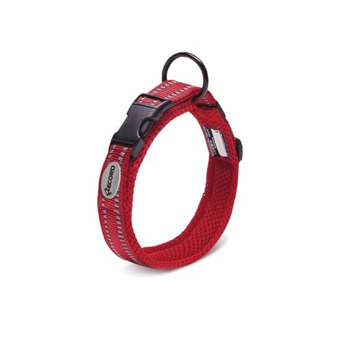 Record Hundehalsband Ande aus widerstandsfähigem Nylon mit reflektierenden Details und Verschlussclip aus Kunststoff | Farbe Rot, Größe L - 2 cm, Umfang 45-50 cm von Record