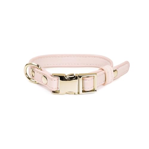 Record - Hundehalsband London - aus Kunstleder - mit Metallschnalle und Metallring - Größe XS - 1,5 cm - Umfang 28-38 cm - Farbe Rosa von Record