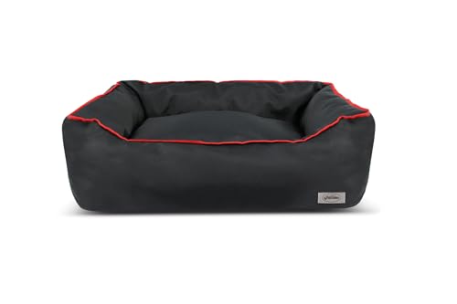 Record - Hundehütte Idro aus Cortex Harz, wasserdicht, Kratzfest und im minimalistischen Stil | XS - 50 x 35 x 17 cm, Schwarz - Rot von Record