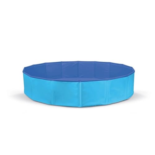 Record Hundepool – Material PVC – Maße: Ø 80 x H 20 cm – Farbe Blau – Spiel und Spaß – geräumig, stabil und langlebig – ausgestattet mit Ventil zum Entleeren von Record