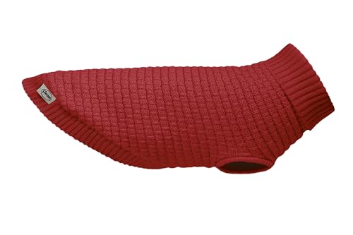 Record - Hundepullover Herbstmodell. Warmer Pullover mit hohem Kragen, Loch für Leine und Schlaufen an der Rückseite| Rot, 3XS - Rückenlänge 20 cm von Record