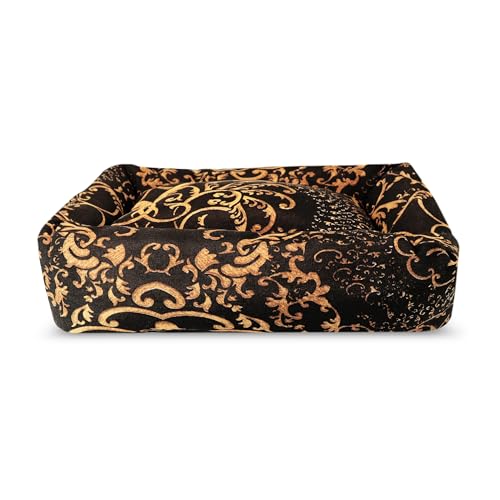 Record - Imperial Barock Hunde- und Katzenbett für Hunde und Katzen mit elegantem Blumendesign, ergonomischem Komfort und gepolstertem Kissen | 60 x 45 x 17 cm von Record