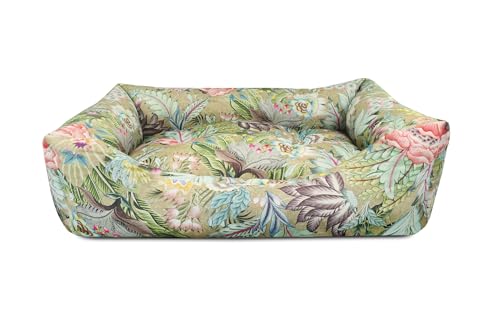 Record - Istanbul Hundebett aus Polycotton mit Blumendesign in Pastelltönen, weich und gemütlich | M - 70 x 55 x 20 cm von Record