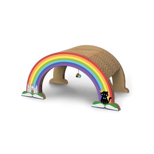 Record Regenbogen-Kratzbaum für Katzen, Kartonstruktur mit Catnip | Farbe Havanna, Größe 50 x 25 x 28 cm von Record